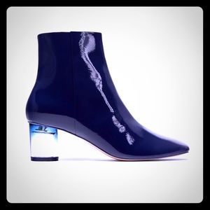 Zara patent finish ankle boots with ombré heel.
